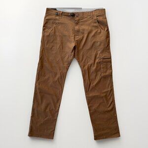 Prana Stretch Zion II Pants Men 36/30 Brown Slim Taper Climb Chino Performance